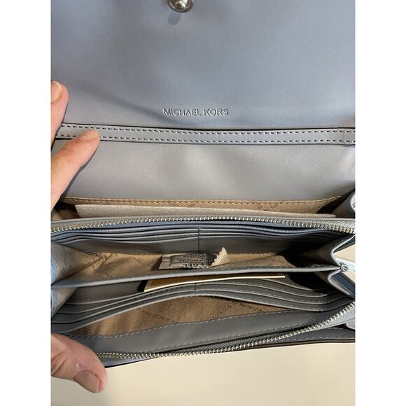 Michael Kors Jet Set Crossbody Wallet Bag – Sky Blue – NWT – Leather - Picture 6 of 11